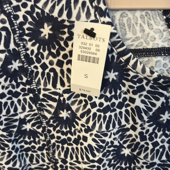 T by Talbots Women’s (S) Blue White French Terry Stretch cotton Shift Dress - Picture 2 of 9